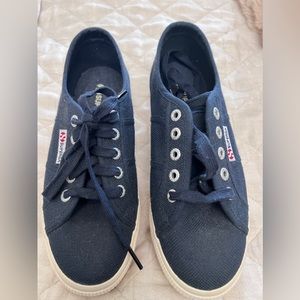 Superga Platform, Canvas, Navy, Size 6 1/2